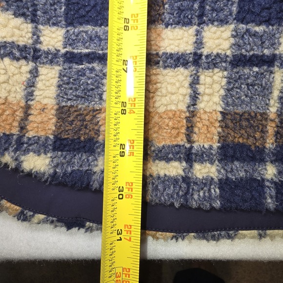 By Together Shacket Womens Large L Navy Blue Orange Plaid Teddy Fleece Lined CPO - Picture 5 of 7